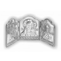 Икона-складень  Триптих Богородица/ Спаситель / Николай Чудотворец, серебро 925 пробы фото