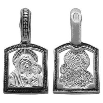 Казанская Богородица. Серебряная иконка, серебро 925 пробы с чернением фото