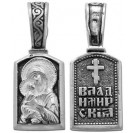 Владимирская Богородица. Нательная иконка из серебра 925 пробы с чернением