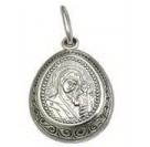 Казанская Богородица. Нательная иконка на цепочку, серебро 925 пробы