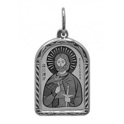 Святой великий князь Александр Невский. Именной образок, серебро 925 пробы фото