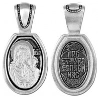 Казанская Богородица. Нательная иконка из серебра 925 пробы с чернением фото