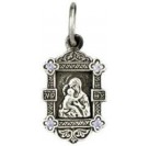 Владимирская Богородица. Нательная иконка на цепочку, серебро 925 пробы с фианитами