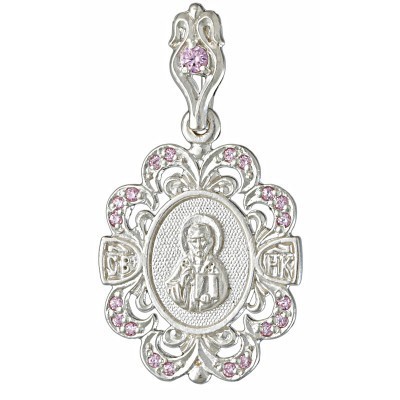 Святой Николай Чудотворец. Нательная иконка , серебро 925 пробы с фианитами фото