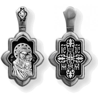 Казанская Богородица. Нательная иконка из серебра 925 пробы с чернением фото
