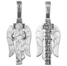 Ангел-Хранитель. Нательная иконка на шею, серебро 925 пробы с чернением