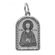 Святой апостол Пётр. Нательная именная иконка из серебра 95 пробы фото