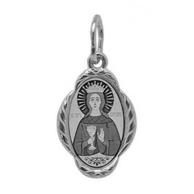 Святая великомученица Варвара. Именная иконка на цепочку из серебра 925 пробы фото
