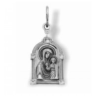 Казанская Богородица. Нательная иконка из серебра 925 пробы  фото