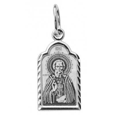 Святой преподобный Сергий Радонежский. Нательная иконка из серебра 925 пробы фото