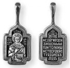 Образ нательный серебряный "Великомученик Пантелеимон Целитель" из серебра 925 пробы с чернением