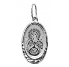 Семистрельная  (Умягчение злых сердец) Богородица. Нательная иконка из серебра 925 пробы