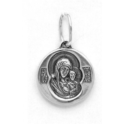 Казанская икона Божией Матери. Нательная иконка на цепочку, серебро 925 пробы фото