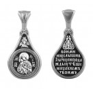 Образ нательный с иконой Божией Матери "Владимирская" из серебра 925 пробы с чернением