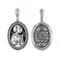 Святой царь и пророк Давид Псалмопевец. Именной образок, серебро 925 пробы с чернением фото