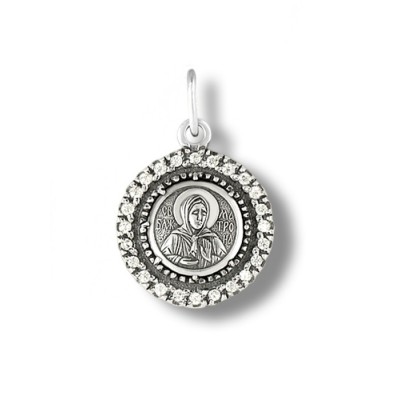 Святая блаженная Матрона. Нательная иконка, серебро 925 пробы с 24 фианитами фото