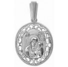 Казанская Богородица. Круглая подвеска из серебра 925 пробы 
