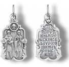 Святые Петр и Феврония. Образок на шею из серебра 925 пробы