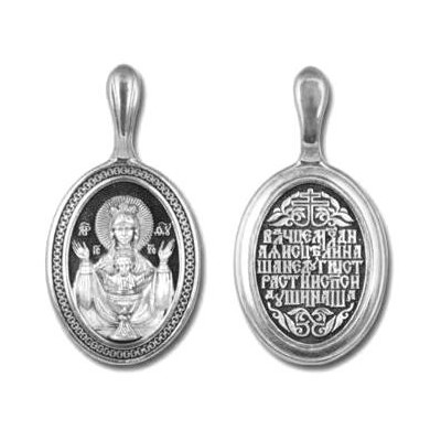 Икона Божией Матери "Неупиваемая чаша". Серебряный образок, серебро 925 проба с чернением фото