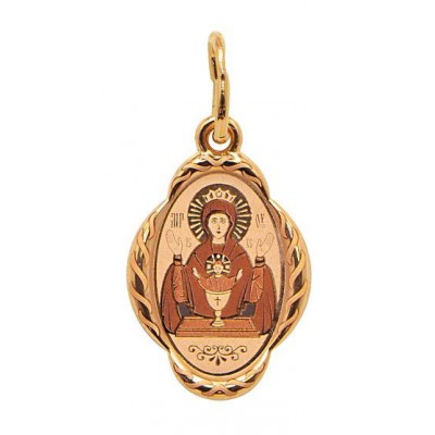 Неупиваемая Чаша Богородица. Иконка на шею из серебра 925 пробы с красной позолотой фото