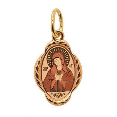 Умиление Богородица. Серафимо-Дивеевская. Нательная иконка из серебра 925 пробы с красной позолотой фото