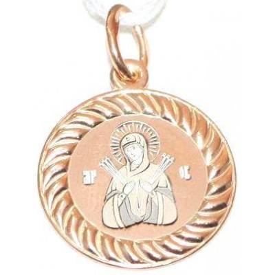 Целительница Богородица. Серебряная иконка на шею с красной позолотой фото