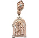 Казанская Богородица. Нательный образок с фианитами, серебро 925 пробы с красной позолотой