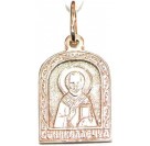 Николай Чудотворец. Нательная икона, серебро 925 пробы с красной позолотой