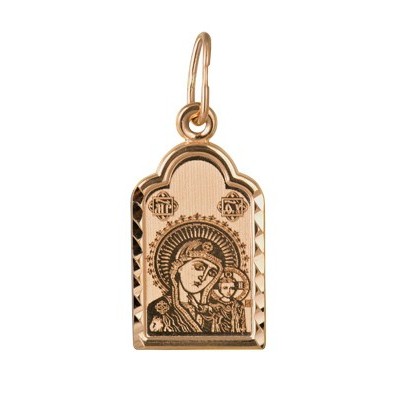 Казанская Богородица. Образок из серебра 925 пробы с красной позолотой фото
