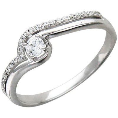 Романтичное кольцо с фианитами из серебра 925 пробы фото