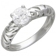 Обворожительное кольцо с крупным фианитом из серебра 925 пробы фото