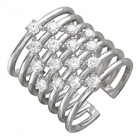 Соблазнительное многорядное разомкнутое кольцо из коллекции Fashion Story silver, украшенное фианитами, из серебра 925 пробы фото