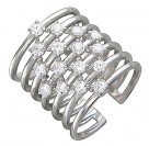 Соблазнительное многорядное разомкнутое кольцо из коллекции Fashion Story silver, украшенное фианитами, из серебра 925 пробы