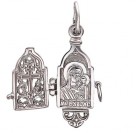 Казанская Богородица. Нательный открывающийся медальон-мощевик из серебра 925 пробы