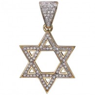 "Звезда Давида". Иудейская подвеска с бриллиантами из желтого золота 750 пробы фото