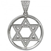 Религиозная иудейская подвеска с бриллиантами из белого золота 750 пробы фото