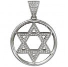 Религиозная иудейская подвеска с бриллиантами из белого золота 750 пробы