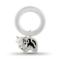 Погремушка «Коровка» на кольце в подарочном футляре из серебра 925 пробы фото