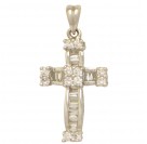 Блистательный крест с бриллиантами из белого золота 585 пробы