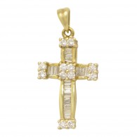 Роскошный крест с россыпью бриллиантов из золота 585 пробы фото