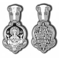 Икона Божией Матери «Неупиваемая чаша». Образок из серебра 925 пробы с чернением фото