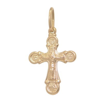 Небольшой православный крест из золота 585 пробы фото