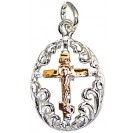 Православный нательный крест из золота 585 пробы в подвеске из серебра 925 пробы