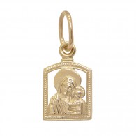 Казанская  Богородица. Аккуратный нательный образок из золота 585 пробы фото