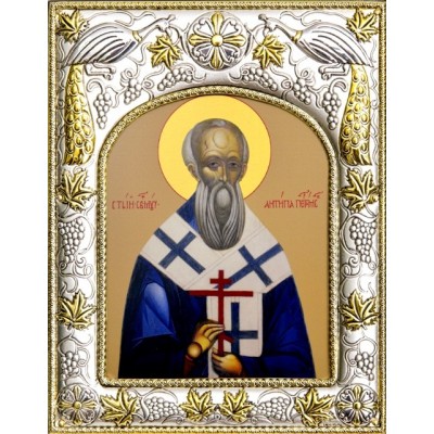 Икона Антипа епископ Пергамский священомученик в серебряном окладе фото