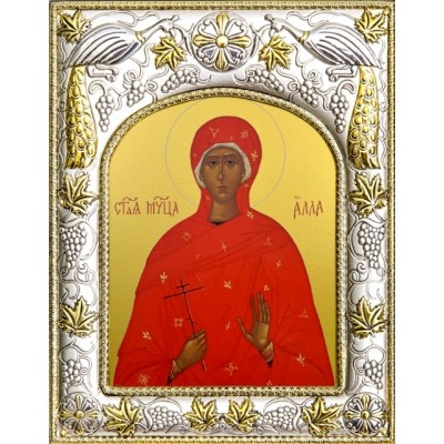 Икона  Алла Готфская мученица в серебряном окладе фото