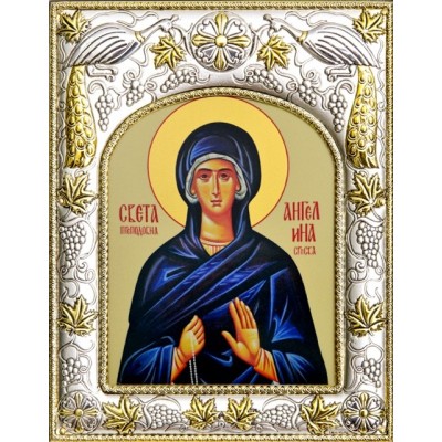 Икона  Ангелина Сербская преподобная в серебряном окладе фото