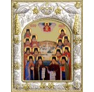 Икона Оптинские старцы в серебряном окладе