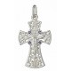 Православный серебряный нательный крестик с фианитами, серебро 925 проба