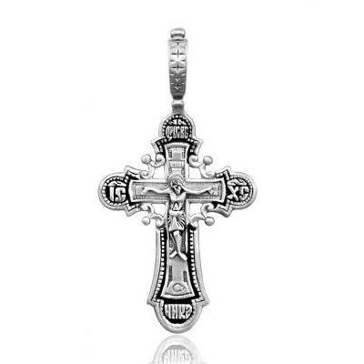 Крест "Да воскреснет Бог..." из серебра 925 пробы с чернением фото